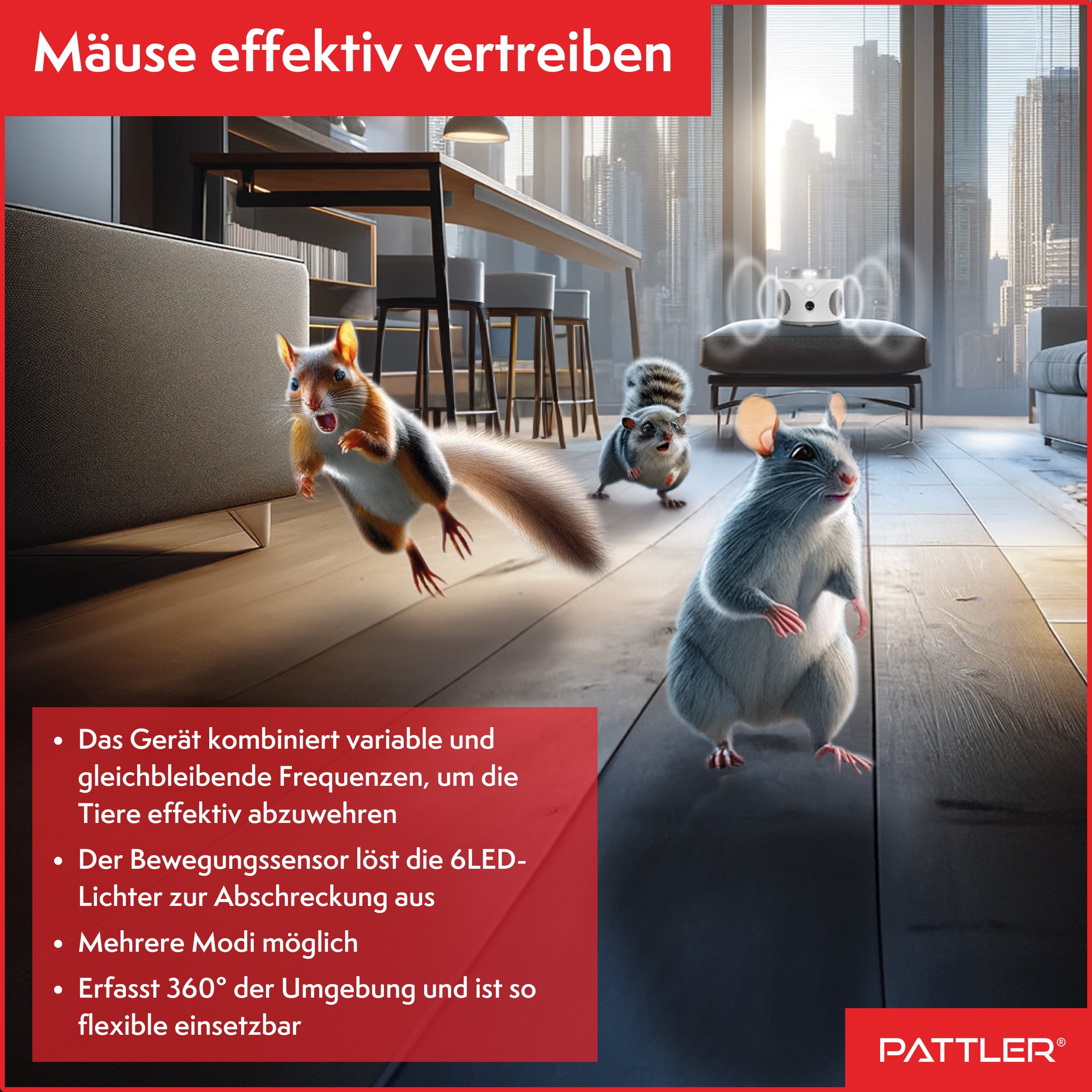 360° Ultraschall Mäuseabwehr